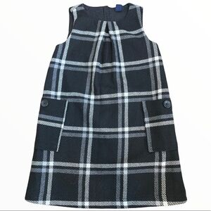 BABYGAP Tucked Jumper Plaid Grid Overall Slip Dress With Pockets Black Girl 4Y